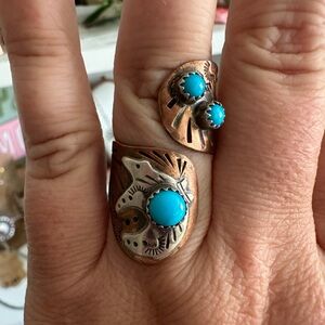 Turquoise and Copper Adjustable Ring